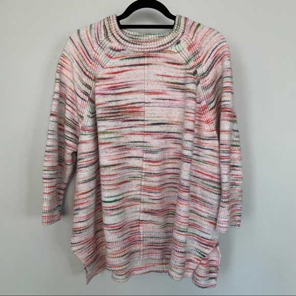 Lou & Grey Sweaters - Lou & Grey for Loft Pastel Pink w/Multicolor Design  Oversized Sweater Size L/XL